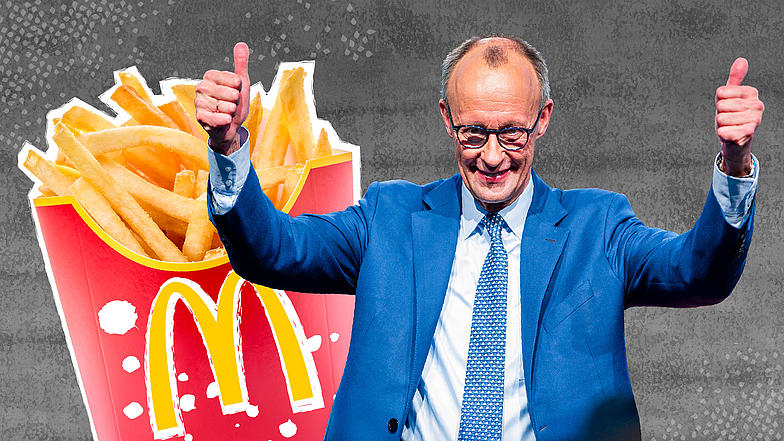 Friedrich Merz mit Pommes